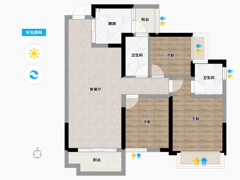 四川省-成都市-领地观江府-73.83-户型库-采光通风