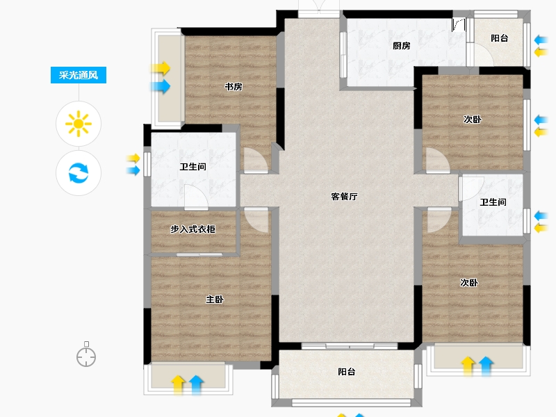 四川省-成都市-人居璟云庭-122.41-户型库-采光通风