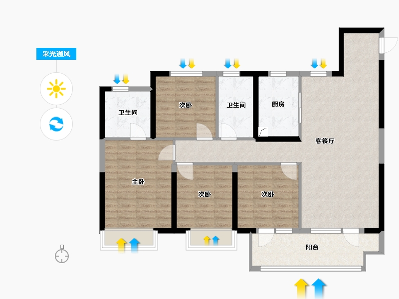 山东省-青岛市-新城悦隽大都会-110.00-户型库-采光通风