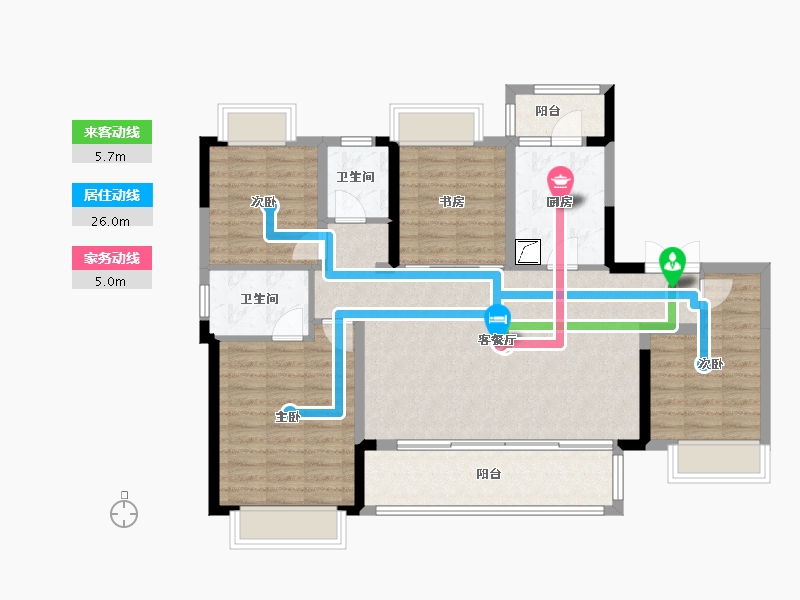 四川省-成都市-九境堂-104.64-户型库-动静线