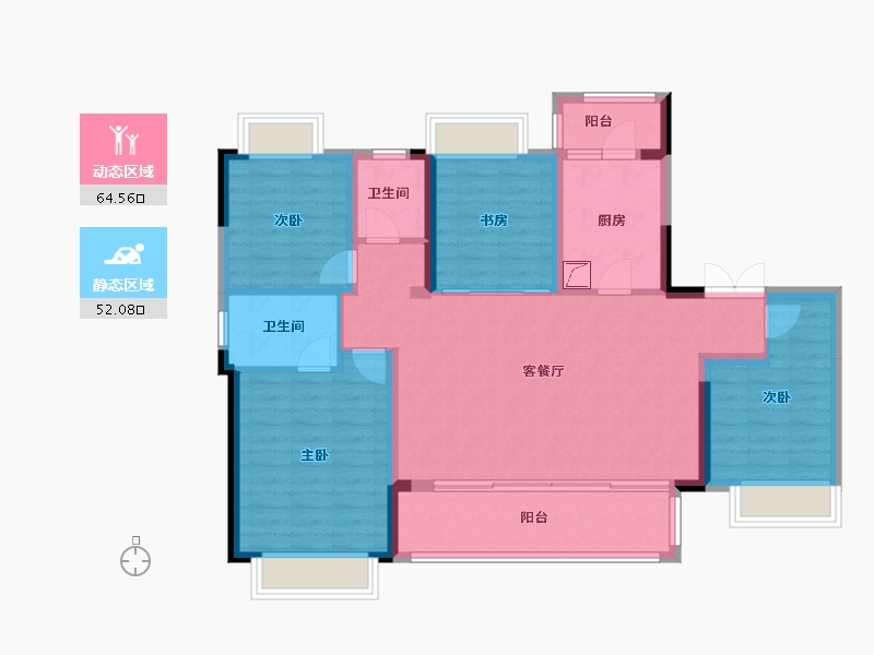 四川省-成都市-九境堂-104.64-户型库-动静分区