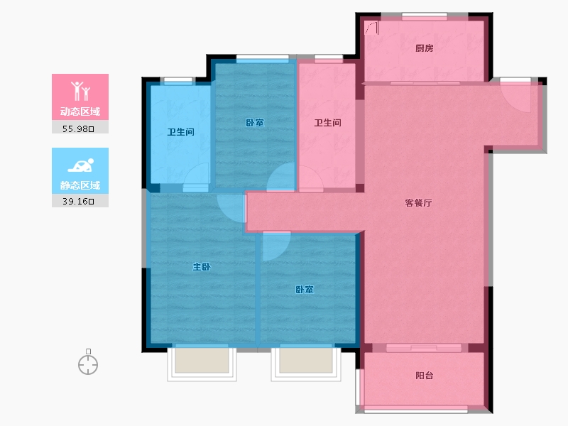 湖北省-武汉市-宝业航天府-85.60-户型库-动静分区