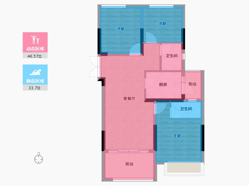 四川省-成都市-成都恒大滨河左岸-71.32-户型库-动静分区