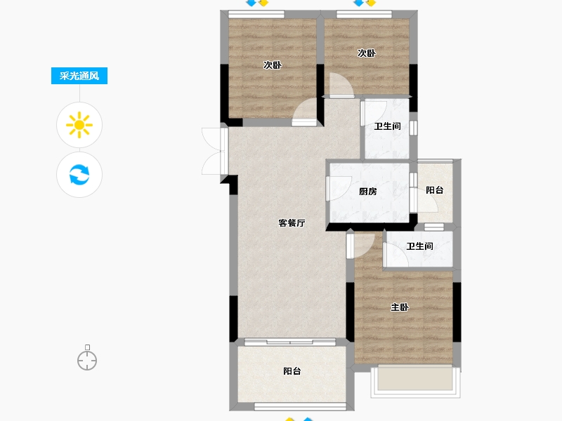 四川省-成都市-成都恒大滨河左岸-71.32-户型库-采光通风