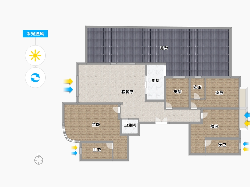 四川省-成都市-七一城市森林花园-260.43-户型库-采光通风