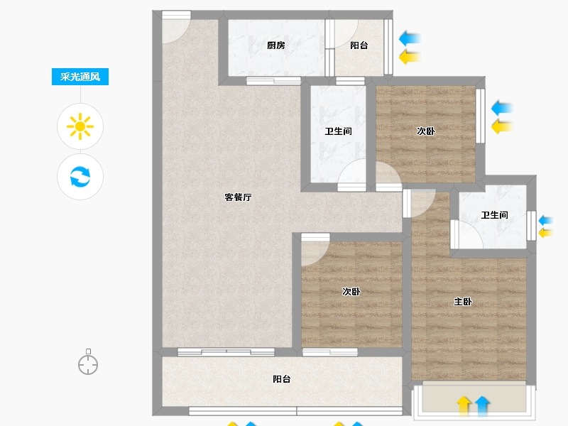 四川省-成都市-中海天府里-85.29-户型库-采光通风