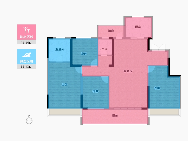 四川省-成都市-中海麓湖公馆-133.06-户型库-动静分区