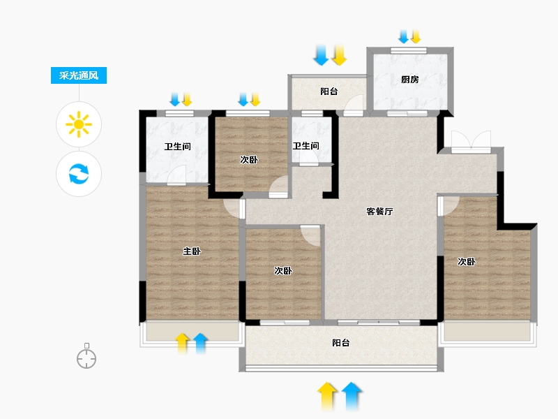 四川省-成都市-中海麓湖公馆-133.06-户型库-采光通风