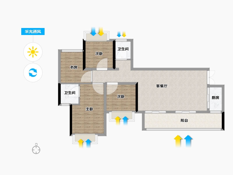 四川省-成都市-长冶南阳御龙府-104.00-户型库-采光通风