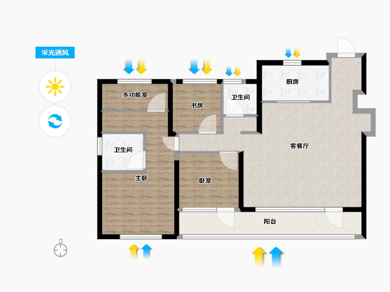 山东省-青岛市-融创中心森海ONE-113.61-户型库-采光通风