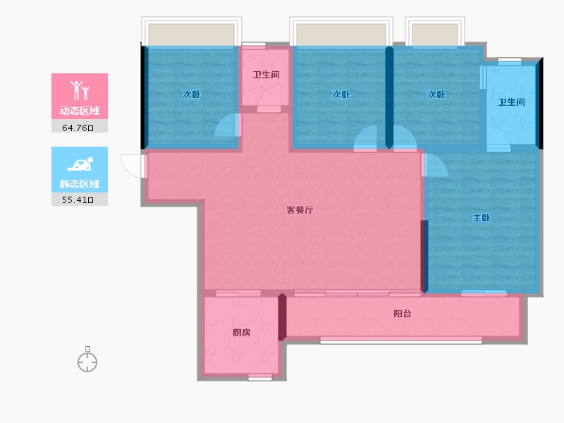 四川省-成都市-正源荟艺境-107.66-户型库-动静分区