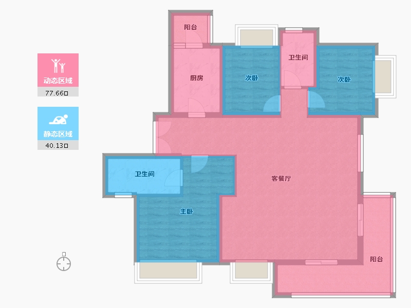 云南省-昆明市-富康城紫悦府-105.59-户型库-动静分区