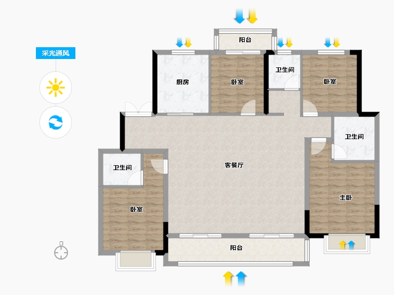 湖南省-长沙市-澳海望洲府-131.20-户型库-采光通风