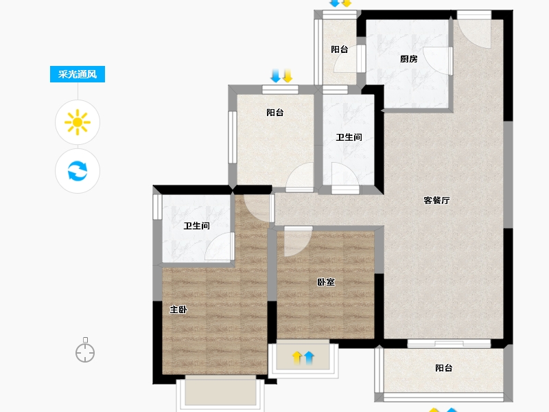 广东省-惠州市-新华联广场-73.29-户型库-采光通风