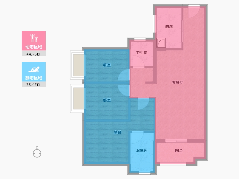 广东省-惠州市-万科万荟花园-69.33-户型库-动静分区