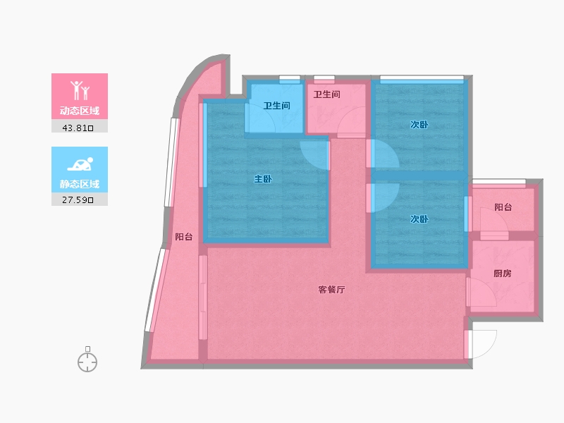 四川省-成都市-天府云城C区-61.80-户型库-动静分区