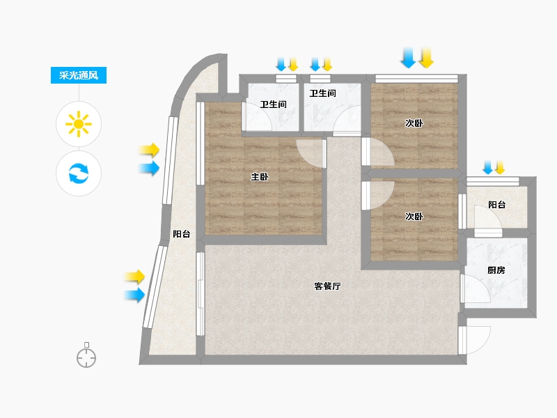 四川省-成都市-天府云城C区-61.80-户型库-采光通风