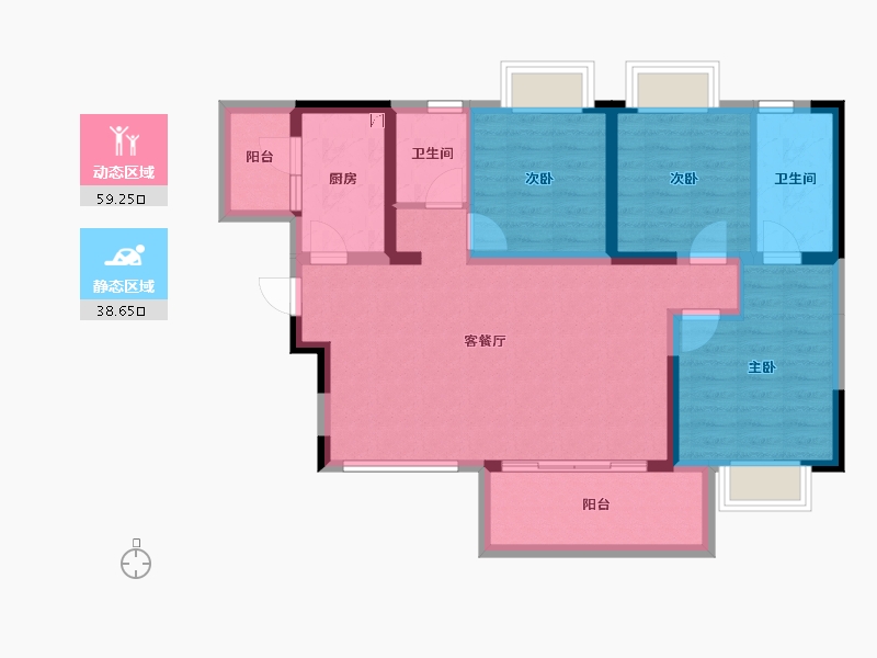 四川省-成都市-成都碧桂园翘楚棠-86.91-户型库-动静分区