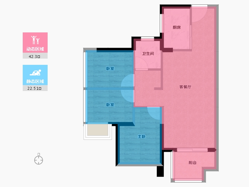 广东省-惠州市-万科中交金枫花园-57.62-户型库-动静分区