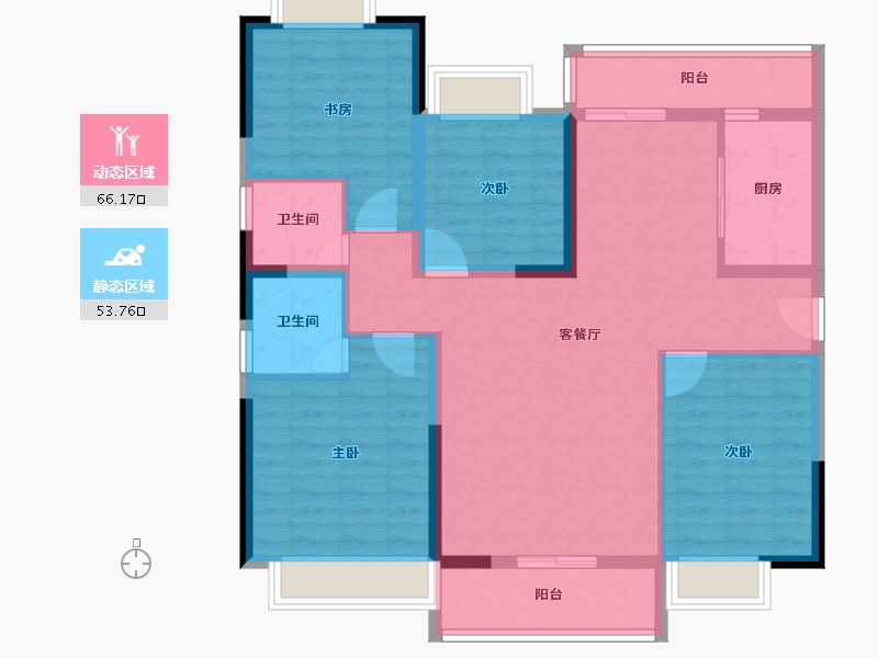 云南省-昆明市-瑞伦璞园-107.20-户型库-动静分区