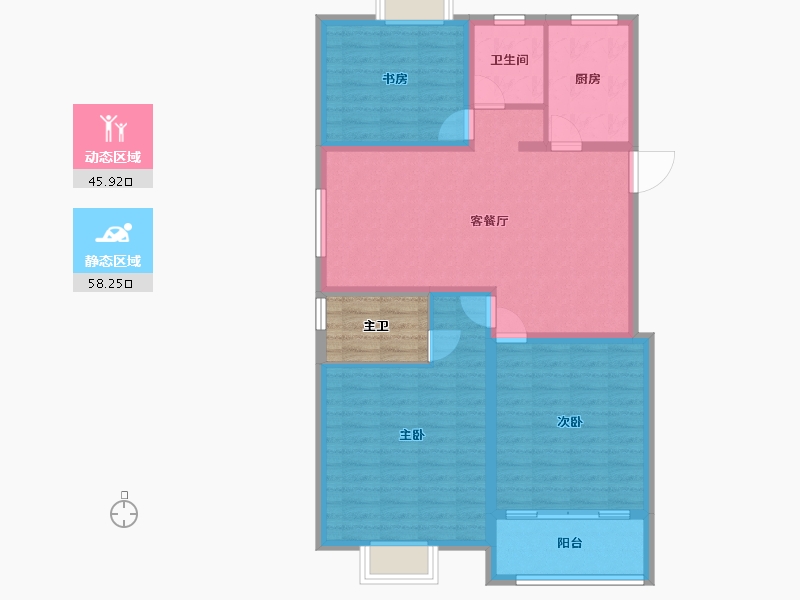 江苏省-徐州市-润柏华庭-98.32-户型库-动静分区