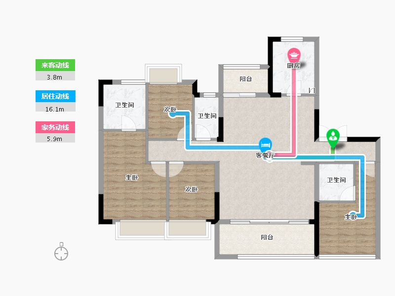 重庆-重庆市-桂语九里-111.07-户型库-动静线