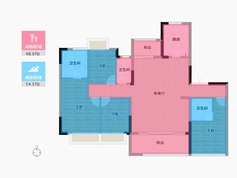 重庆-重庆市-桂语九里-111.07-户型库-动静分区