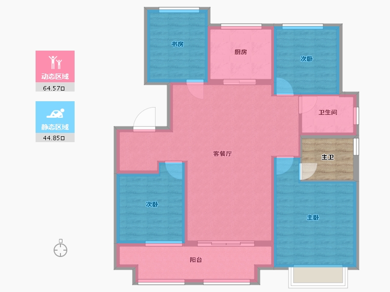 江苏省-徐州市-​东部美的城-102.41-户型库-动静分区