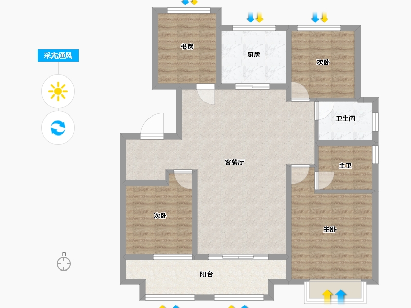 江苏省-徐州市-​东部美的城-102.41-户型库-采光通风