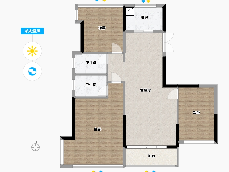 湖南省-怀化市-中央公园-102.00-户型库-采光通风