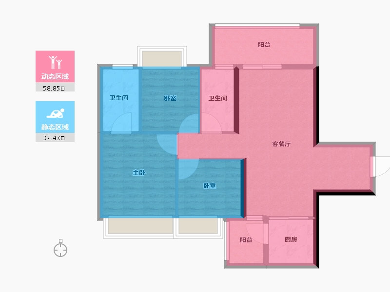 广东省-惠州市-禧临门-86.41-户型库-动静分区