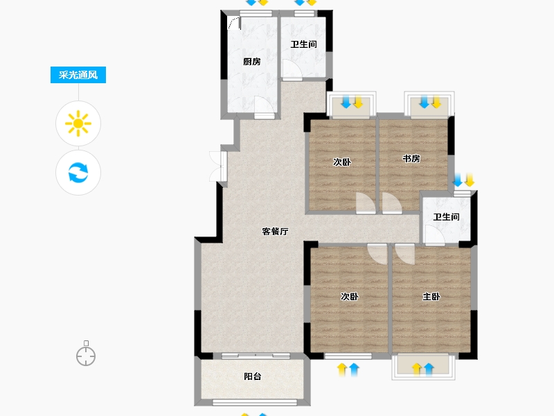 湖南省-长沙市-澳海澜庭-110.00-户型库-采光通风