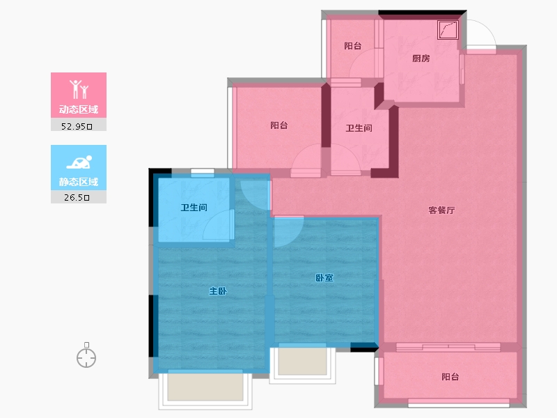 广东省-惠州市-世茂福晟钱隆华府-69.94-户型库-动静分区