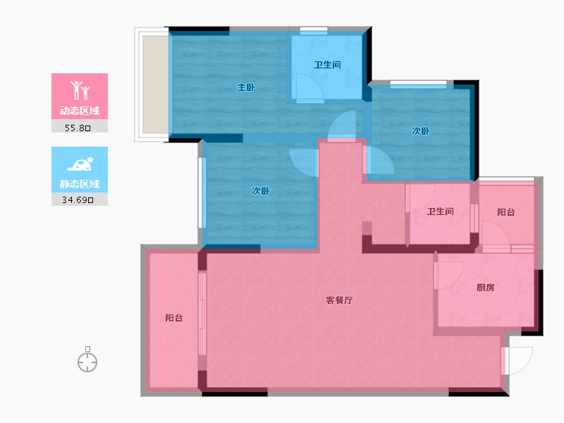 四川省-成都市-西郡英华(四期)-79.88-户型库-动静分区