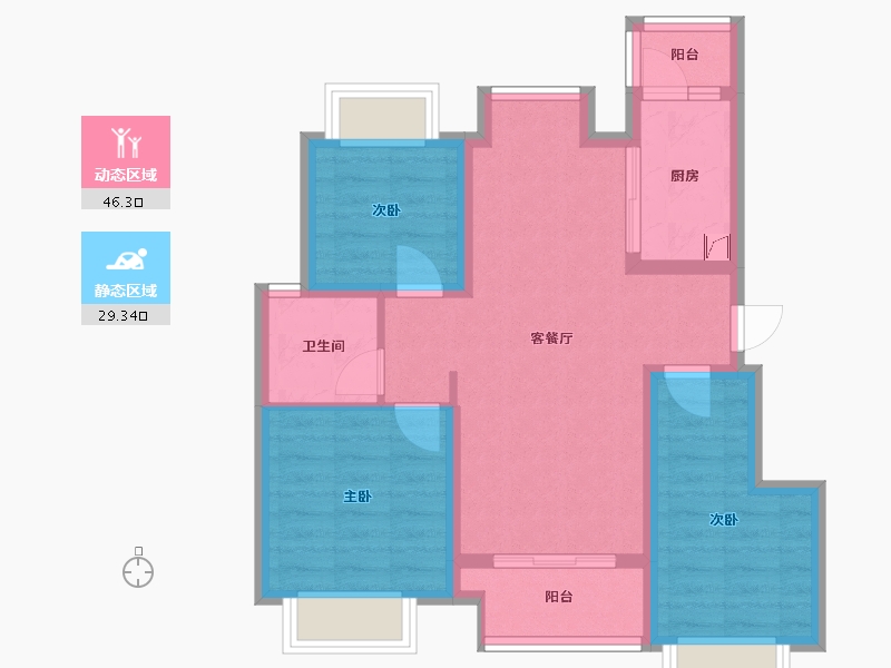 重庆-重庆市-弘阳昕悦棠-71.00-户型库-动静分区