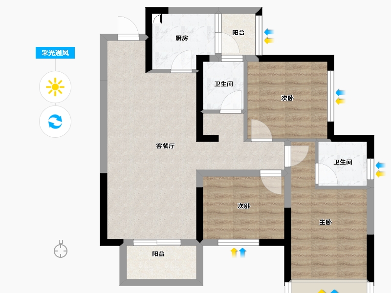 四川省-成都市-西郡英华(四期)-72.06-户型库-采光通风