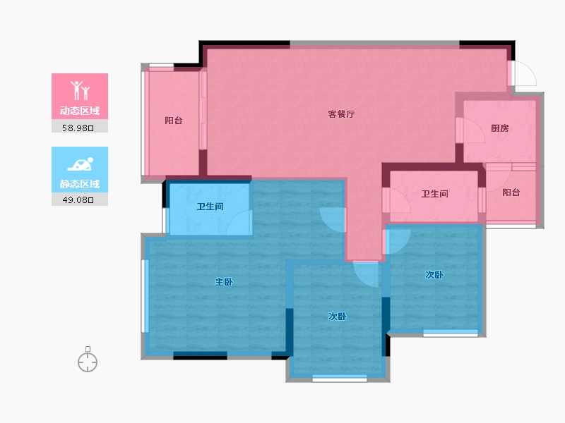 四川省-成都市-西宸春天-96.88-户型库-动静分区