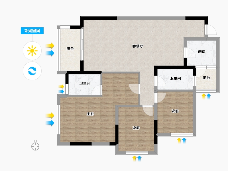 四川省-成都市-西宸春天-96.88-户型库-采光通风