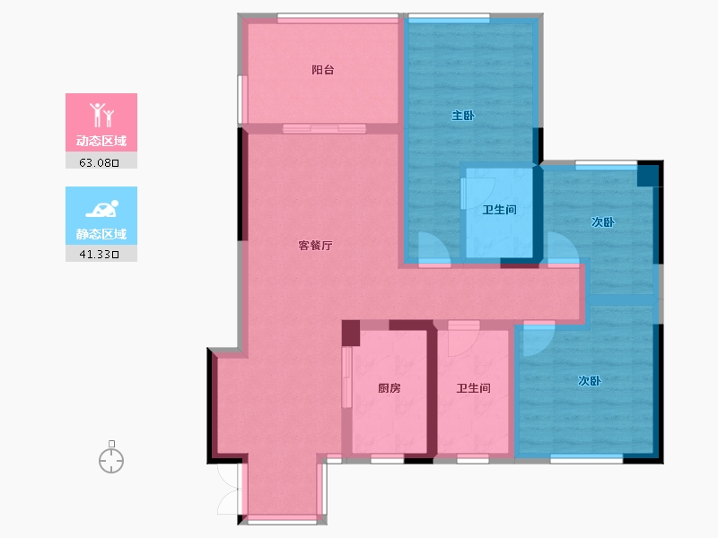 四川省-成都市-成都后花园蝶院-91.92-户型库-动静分区