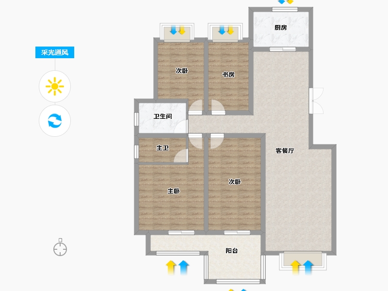 江苏省-徐州市-润柏华庭-119.79-户型库-采光通风