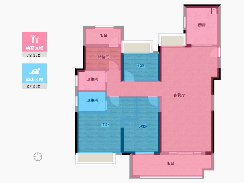 湖南省-衡阳市-奥莱祥生府-133.00-户型库-动静分区