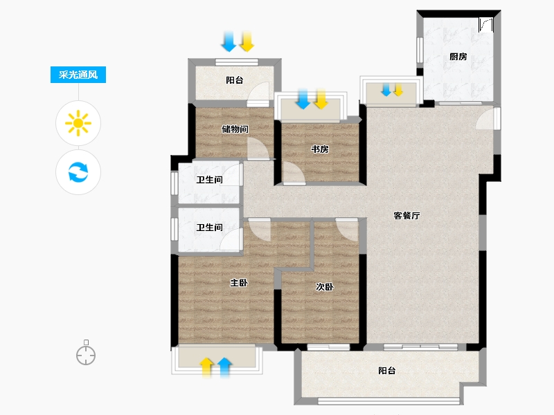 湖南省-衡阳市-奥莱祥生府-133.00-户型库-采光通风