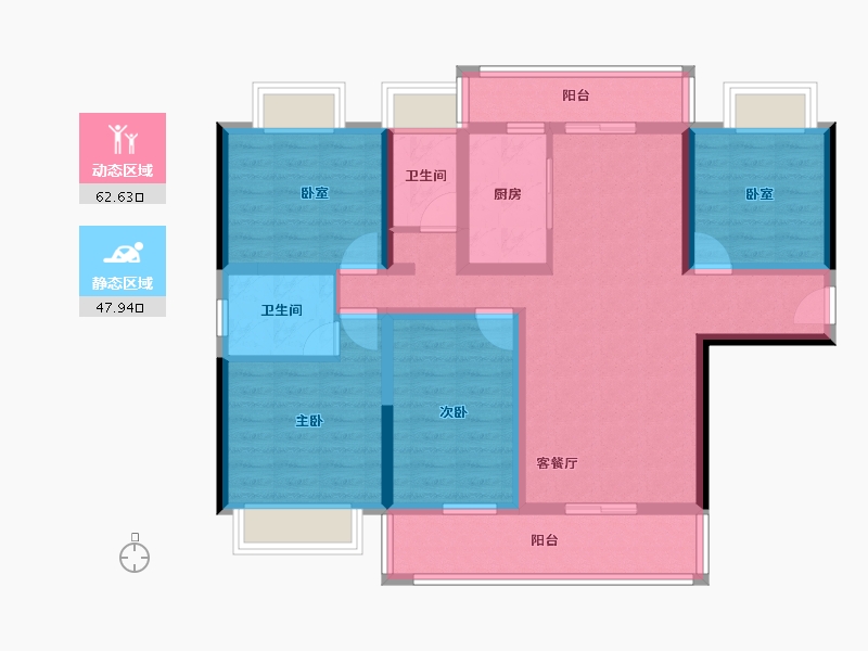 云南省-昆明市-瑞伦璞园-96.40-户型库-动静分区