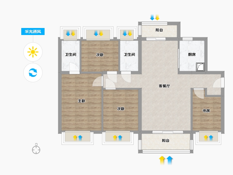 广东省-清远市-御景湾-97.00-户型库-采光通风