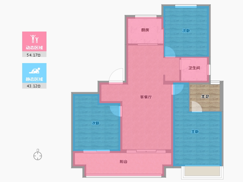 江苏省-徐州市-​东部美的城-92.01-户型库-动静分区