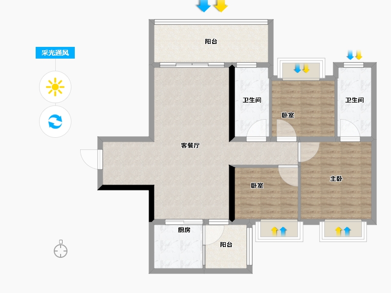 广东省-惠州市-禧临门-96.01-户型库-采光通风