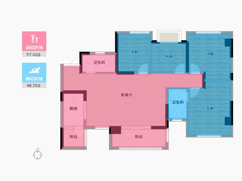 四川省-成都市-西宸春天-93.00-户型库-动静分区