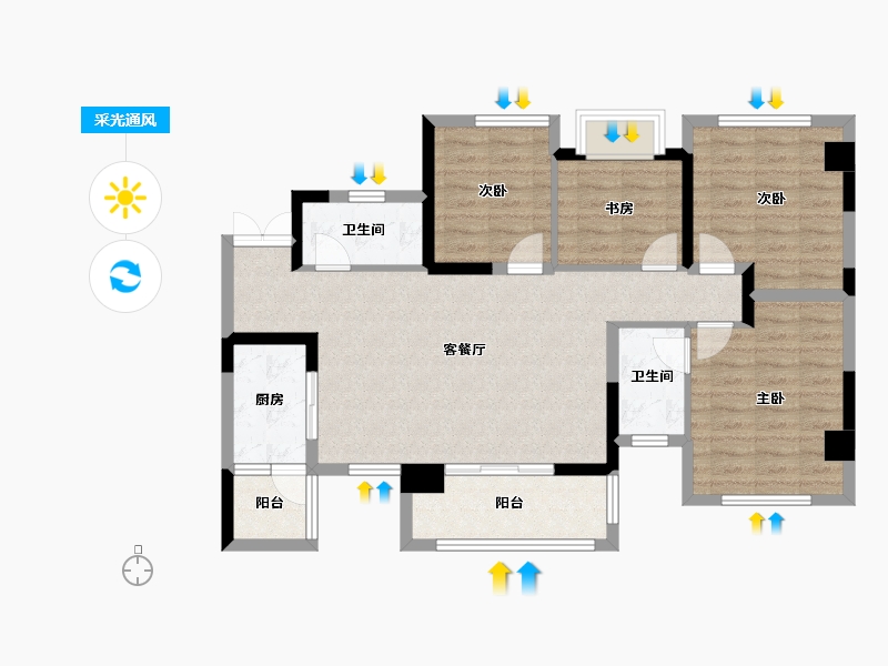 四川省-成都市-西宸春天-93.00-户型库-采光通风