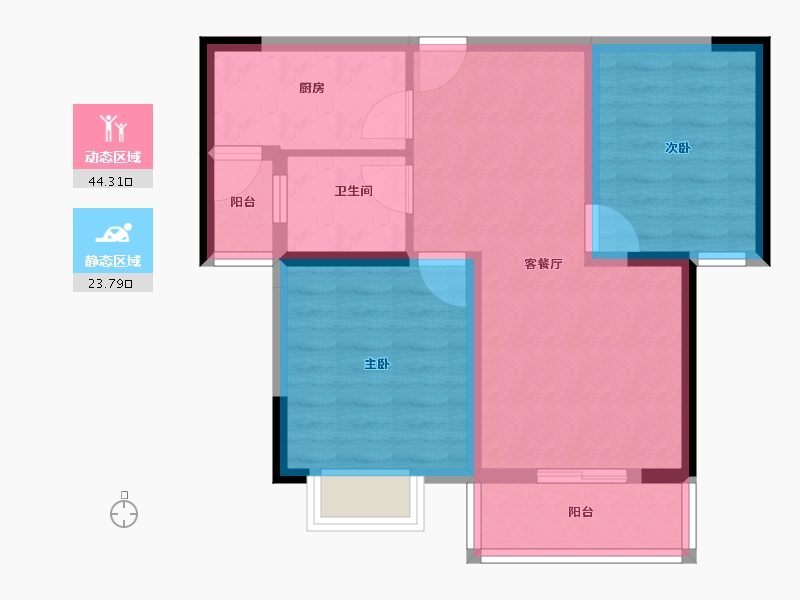 云南省-昆明市-瑞伦璞园-60.00-户型库-动静分区