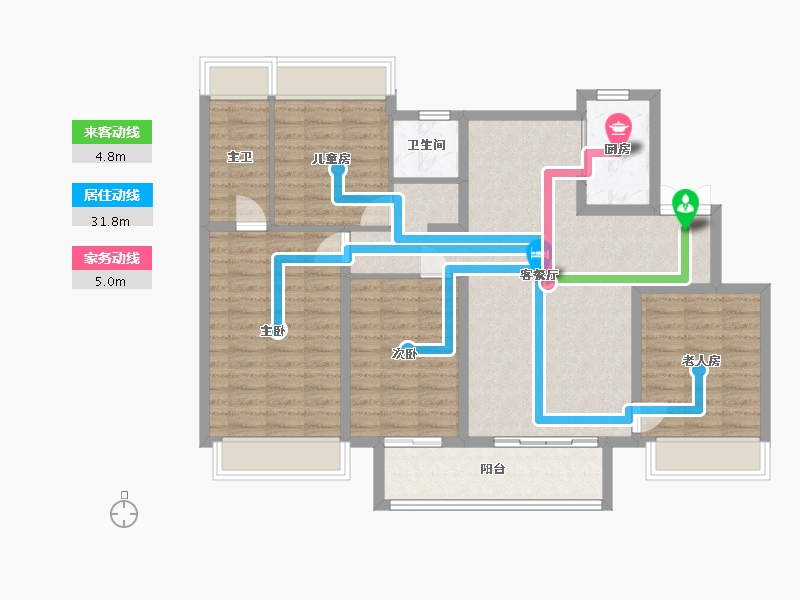 江苏省-徐州市-恒华天境-108.81-户型库-动静线